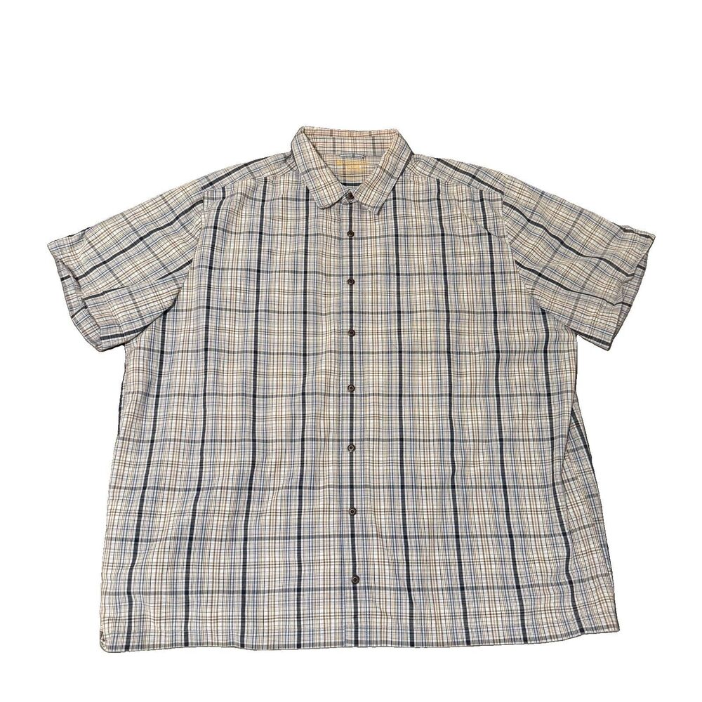 5.11 Tactical Mens 2XL Blue White Grid Snap Front Short Sleeve Performance Shirt